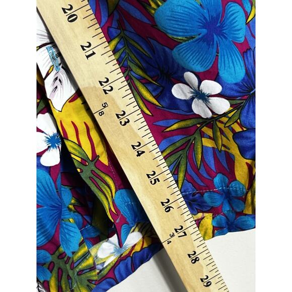 Vtg Hawaiian Shirt Sanit Size L 90s Colorful Cotton Hawaiian Button Down Shirt - Picture 7 of 8